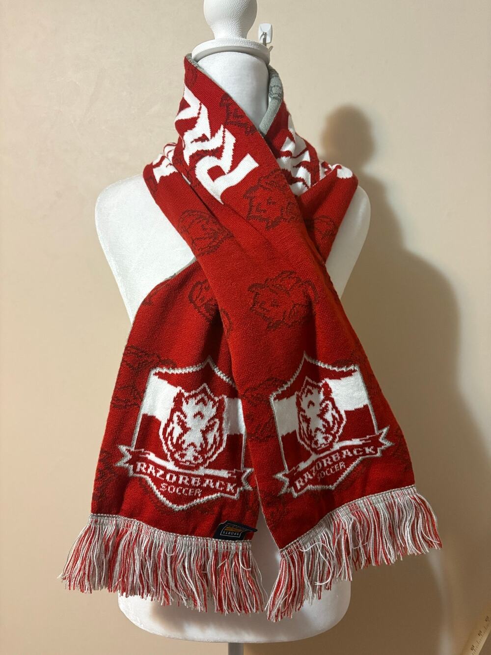 Arkansas Razorback soccer scarf reversible
